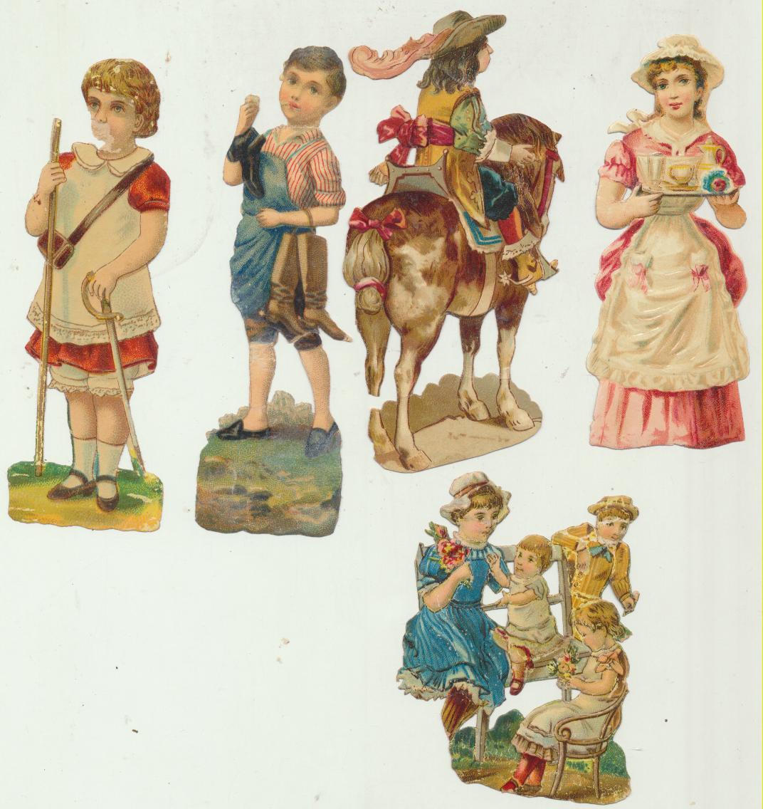 Lote de 5 Cromos Troquelados (12 cms. y menor) Siglo XIX-XX