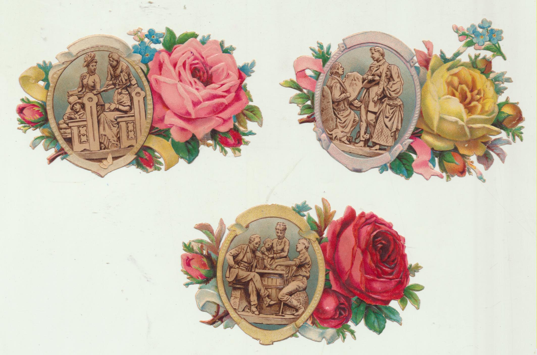 Lote de 3 Cromos Troquelados (8 cms) Siglo XIX-XX