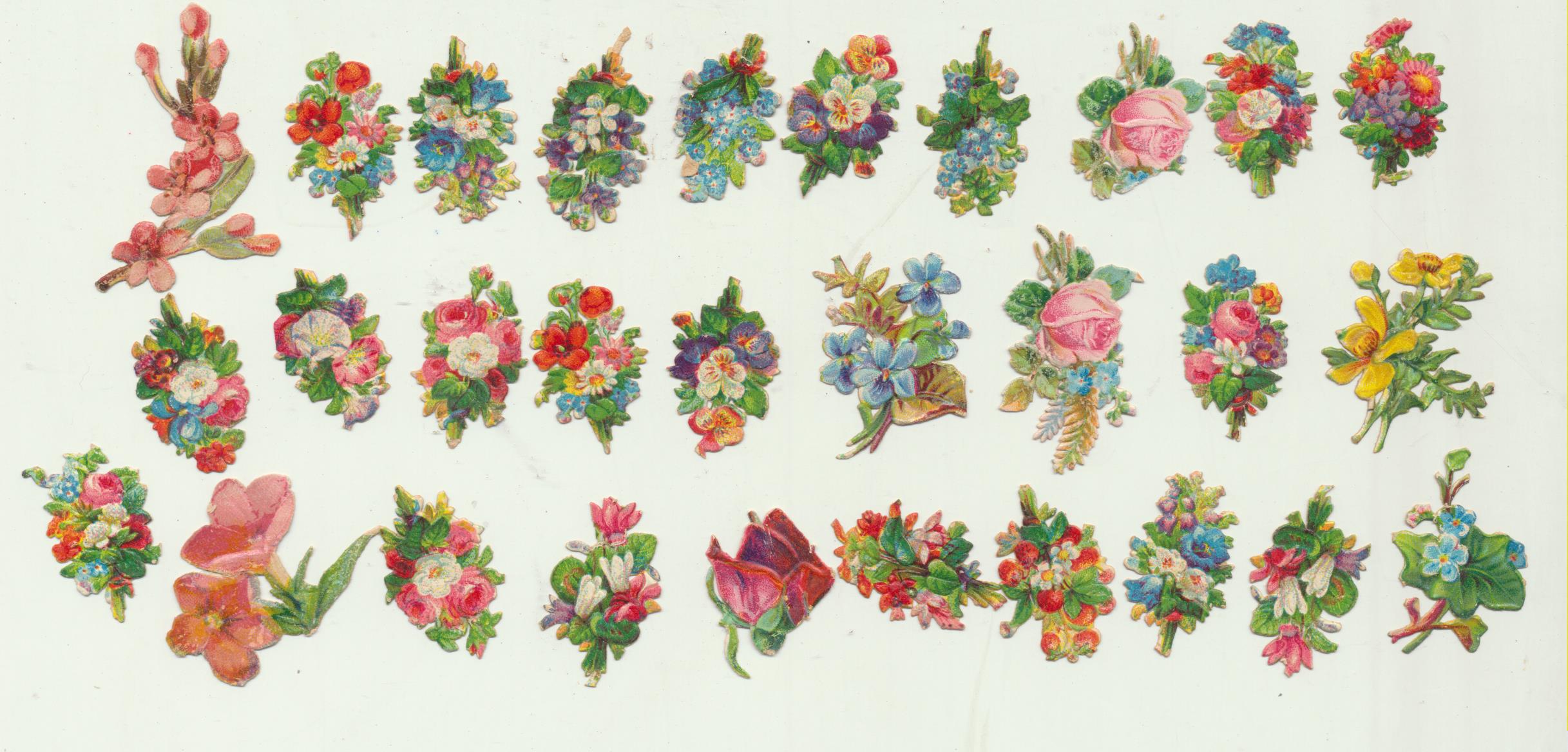 Lote de 29 Cromos Troquelados pequeños (4 a 2,5 cms) Siglo XIX-XX