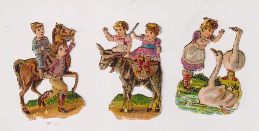 Lote de 3 Cromos Troquelados (6 cms.) Siglo XIX-XX