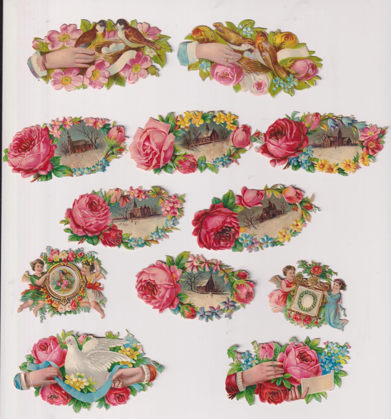Lote de 12 Cromos Troquelados (9 a 4,5 cms.) Siglo XIX-XX
